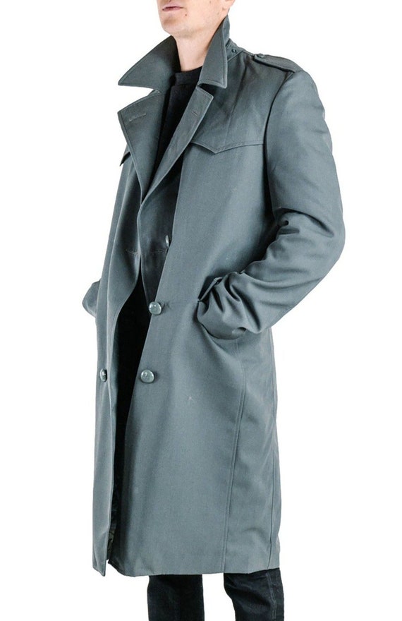 Men's Grey Trench Coat Genuine Italian Military Etsy UK