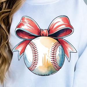 Baseball Bogen, Sportliebhaber Sublimation, Vintage Baseball Design, niedliche Baseball Sublimation, rote Schleife, Kokette Baseball Png, Baseball Mom