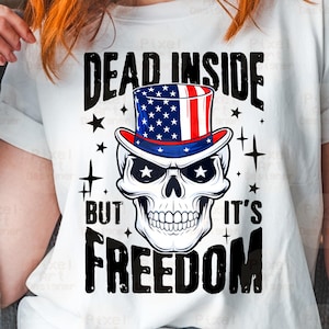 Dead innen, aber es ist Freiheit PNG, Totenkopf mit amerikanischer Flagge, Unabhängigkeitstag Png, 4