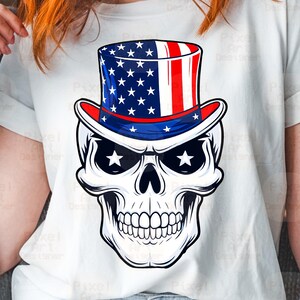 Patriotic Skull PNG, American Flag Skull, Independence Day Sublimation, 4th of July Skull PNG, Patriotic Design, Digital File for T-Shirts