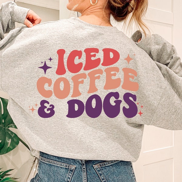 Iced Coffee And Dogs Svg, Iced Coffee Lover Svg, Dog Lover Svg, Coffee Lover Svg, Coffee Svg, Woman T-Shirt Svg, Wavy Stacked Svg