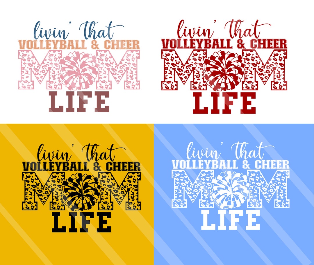 Livin' That Volleyball & Cheer Mom Life Svg Volleyball Etsy