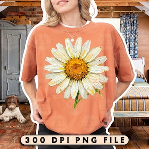 White Tshirt With Yellow Flower - Etsy