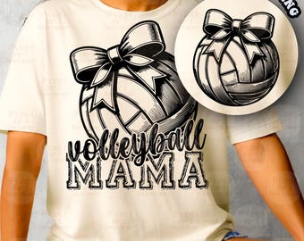 Mamá de voleibol retro SVG PNG, clipart de voleibol con lazo, diseño de mamá deportiva de moda, descarga digital para sublimación, descarga instantánea, mamá deportiva