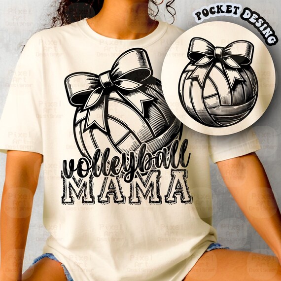 Retro Volleyball Mama SVG PNG, Bow Volleyball Clipart Trendy Sports Mom Design Digital Download for Sublimation Instant Download Sporty Mama