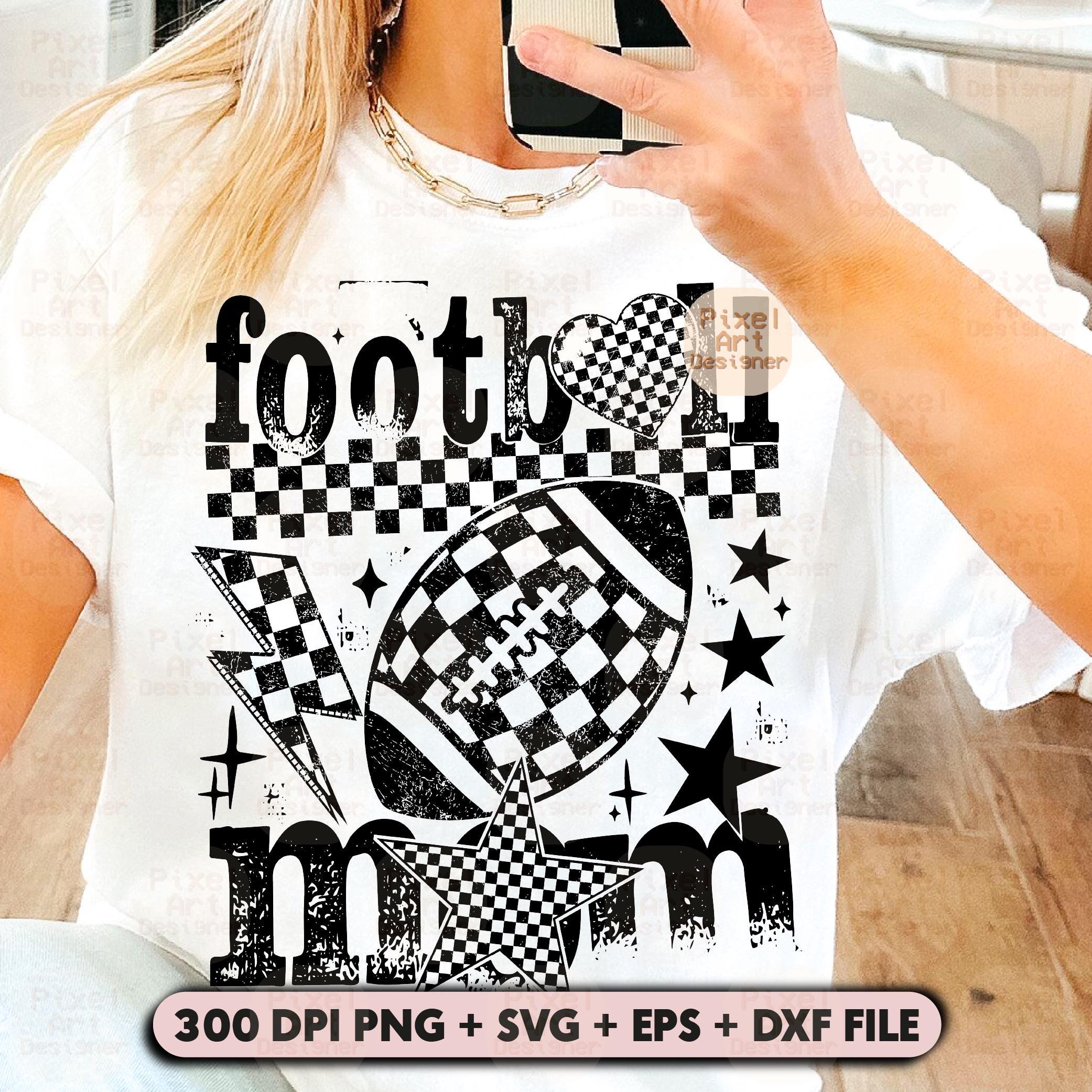 Checkered Football Mom SVG PNG, Distressed Checkered Football, Football ...