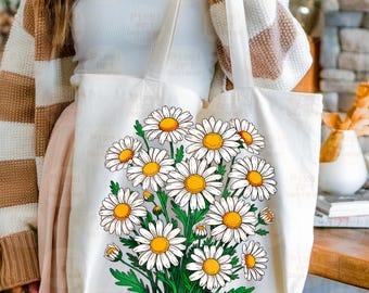 Daisy Bouquet PNG, Spring Floral Png for Shirt Design, Wildflower Sublimation Png, Hand Drawn Botanical Flower Png Clipart, Cute Daisy Png