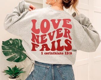 Love Never Fails Svg Png, Bible verse Svg, Scripture Svg, Funny Love, Love You Svg, Motivational Svg, Inspirational Svg, Wavy Stacked Svg