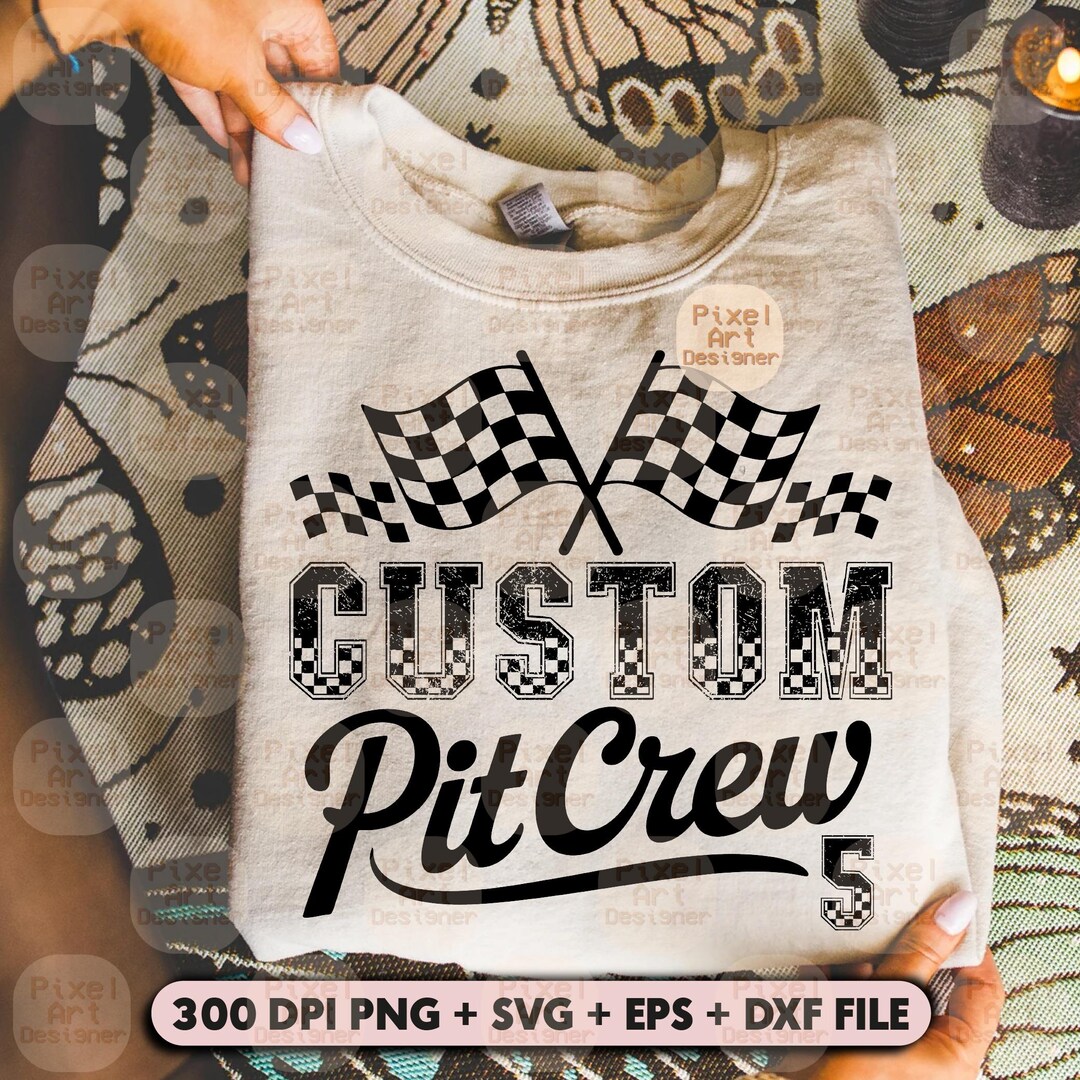 Custom Crew Names Custom Name Pit Crew SVG PNG Design, Checkered Flags Graphic for ...