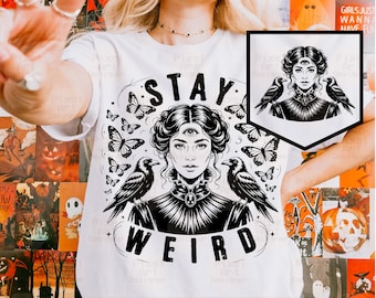 Mystical Gothic Stay Weird SVG PNG, Third Eye Woman, Mystical Raven Svg, Stay Weird Vintage Witchy Woman, Halloween Humor Svg, Witchy Vibes