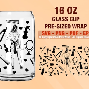 Haar Stylist SVG, 16 Unzen Glasdosen SVG, Libbey Glasdosen Verpackung, Hairstylist Png, Friseur dafür, Frisur, Kosmetikerin