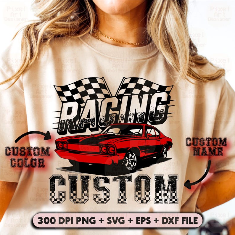 Custom Racing Svg Personalized Racing Car SVG PNG File, Grunge Finish, Editable Name and ...