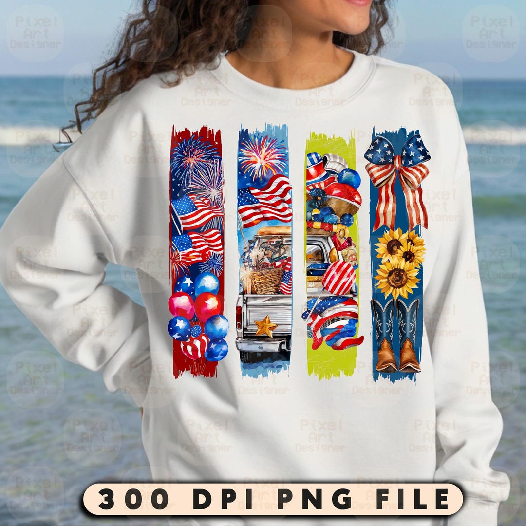 Patriotic Scene PNG, Red White Blue PNG Design, 4th of July Brush ...