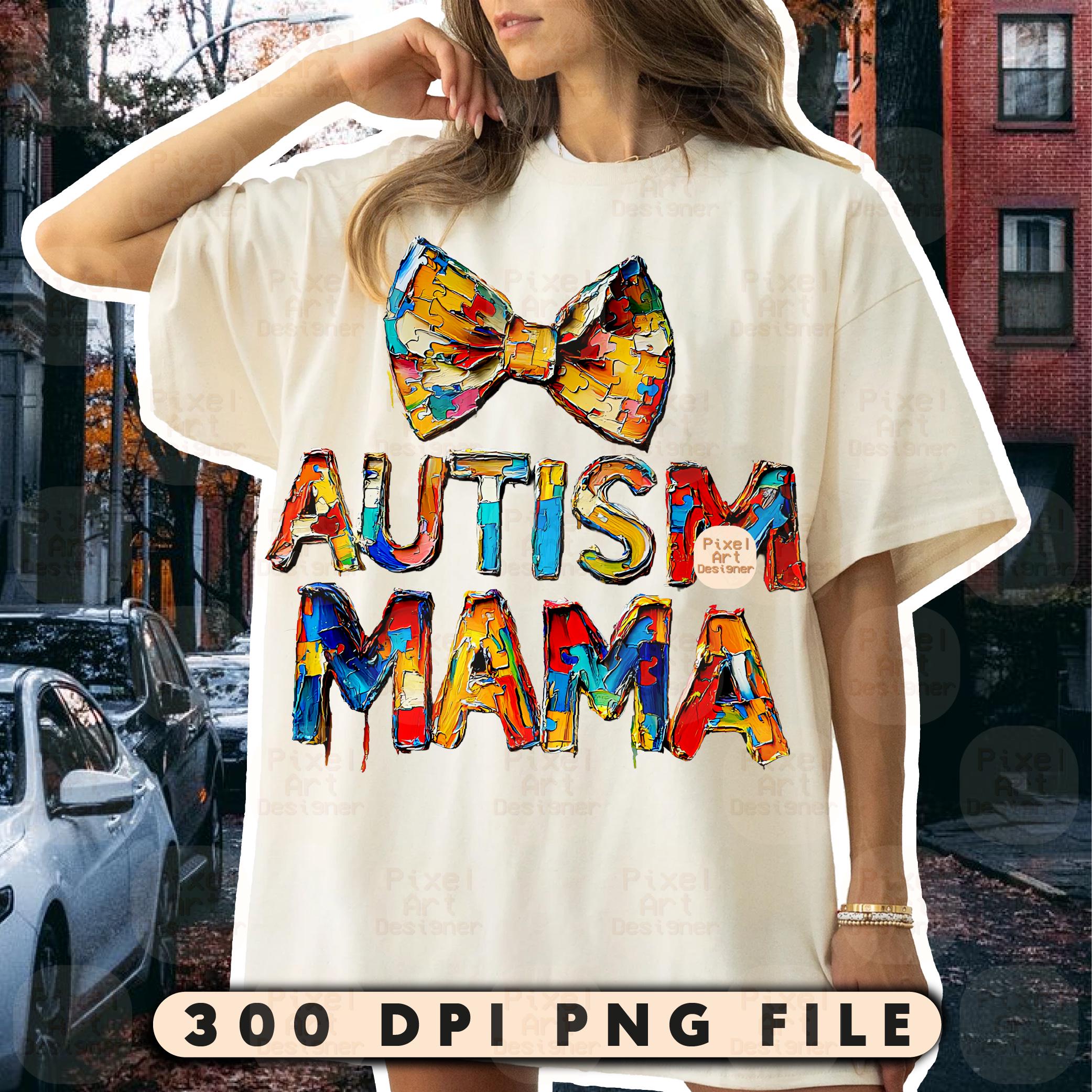 Autism Mama PNG, Colorful Puzzle Piece Bow Design, Autism Awareness ...