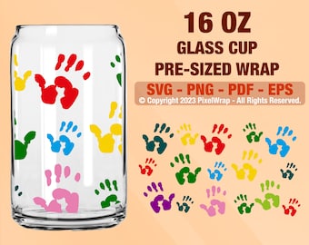 Kinderhände svg, 16 Unzen Glasdose, Libbey Glas kann wickeln