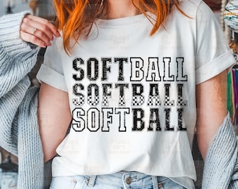 Softball SVG PNG, Checkered Softball Shirt Design, Baseball Mom Svg, Sports Sublimation File, Distressed Softball, Game Day Shirt Design