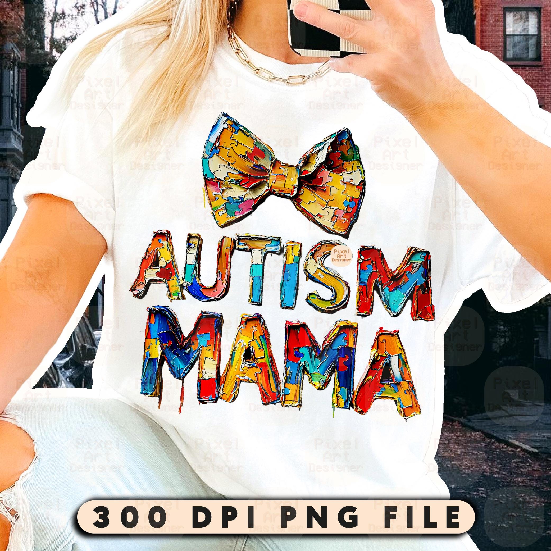 Autism Mama PNG, Colorful Puzzle Piece Bow Design, Autism Awareness ...
