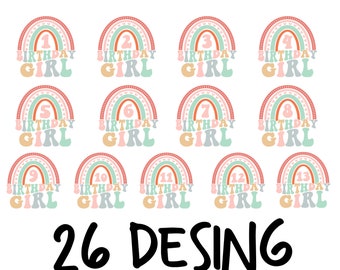 BOHO Rainbow Birthday Svg, Birthday T-Shirt SVG, Birthday Bundle Svg, Happy Birthday Svg, Birthday Party Svg, Funny Svg, Wavy Stacked Svg