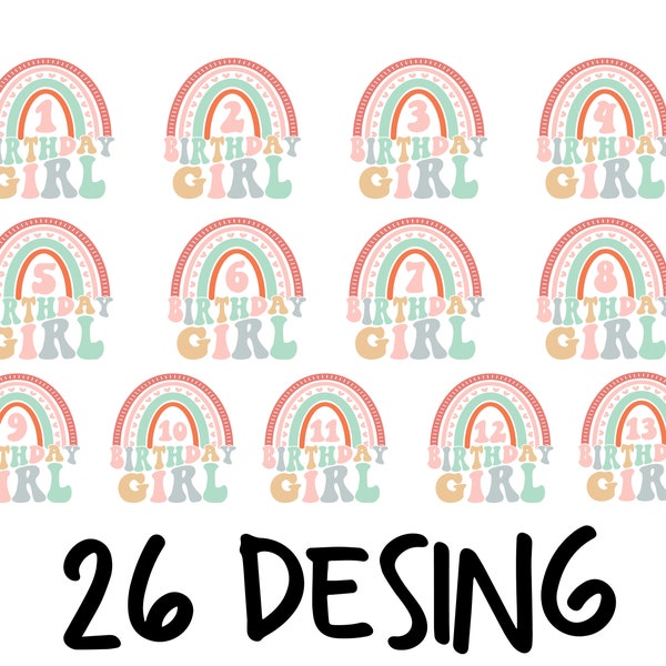 BOHO Rainbow Birthday Svg, Birthday T-Shirt SVG, Birthday Bundle Svg, Happy Birthday Svg, Birthday Party Svg, Funny Svg, Wavy Stacked Svg