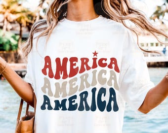 America SVG PNG Retro Design na koszulkę z okazji 4 lipca, plik Cricut z okazji Dnia Niepodległości, sublimacja flagi USA Clipart, patriotyczny cytat vintage