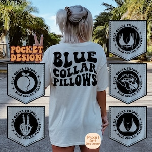 Cuscini colletti blu SVG, Ragazza colletti blu SVG, Moglie colletti blu SVG, Divertente SVG, Mamma SVG, Mamma divertente SVG, Maglietta da donna SVG, Ondulato impilato SVG
