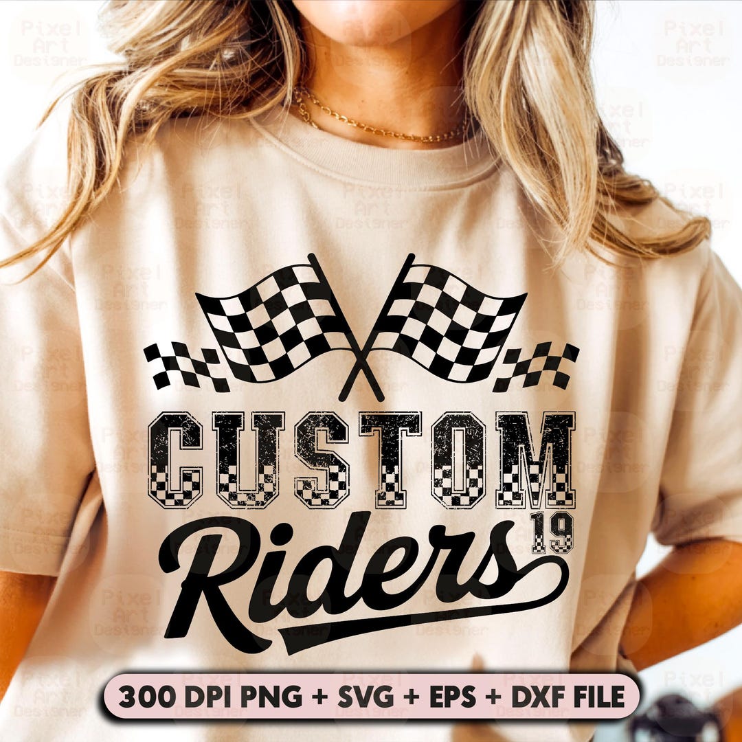 Custom Name Riders SVG PNG Design, Checkered Flags Graphic, Racing ...