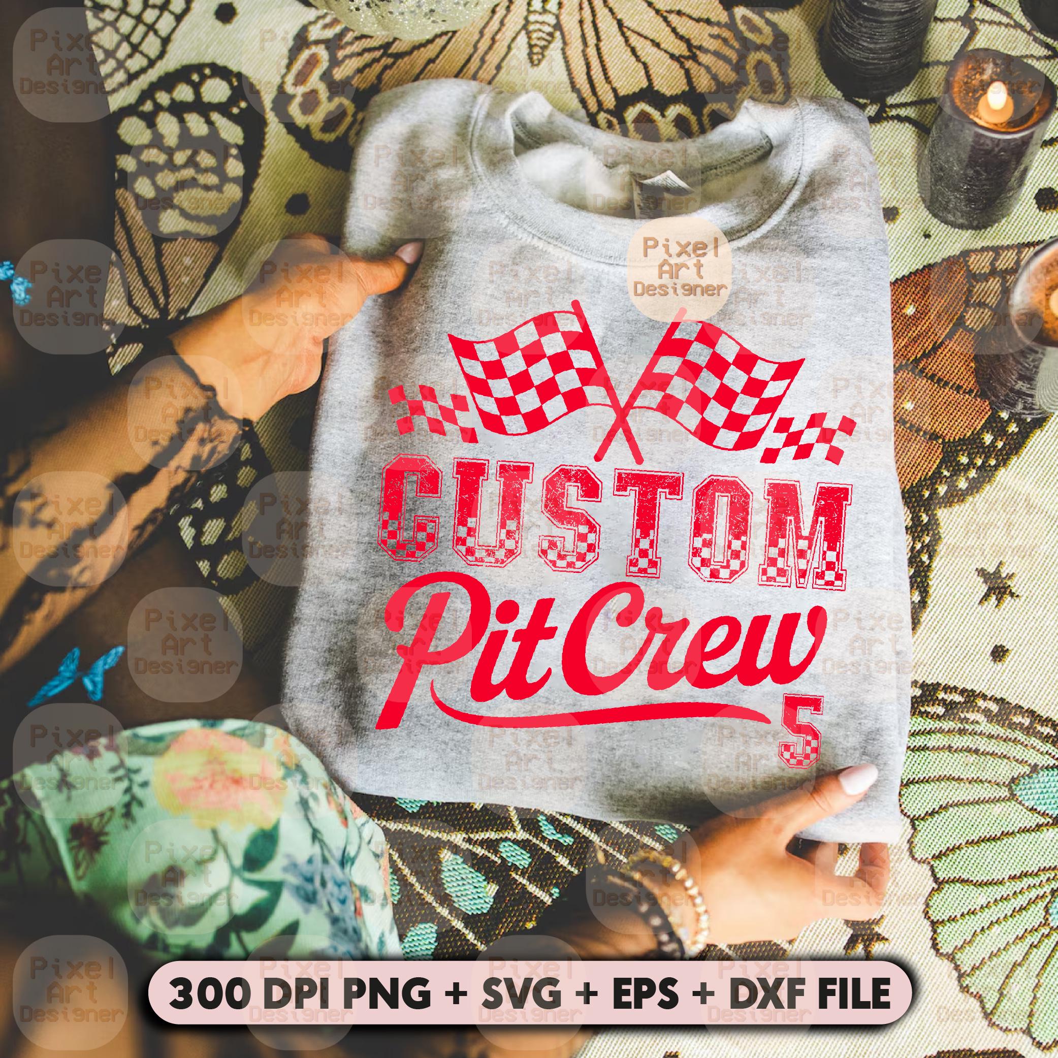 Custom Crew Names Custom Name Pit Crew SVG PNG Design, Checkered Flags Graphic for ...