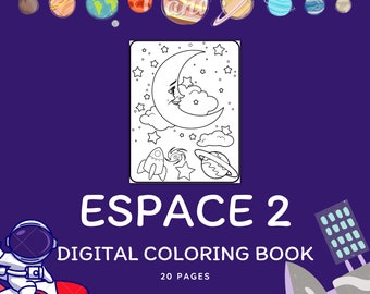 Downloadable coloring file on the theme of space