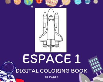 Downloadable coloring file on the theme of space