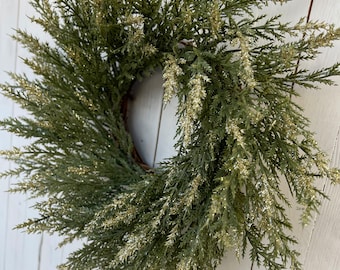 Winter Cedar Wreath , Small Rustic Farmhouse Wreath , Mini Wreath , candle wreath , Christmas wreath decor