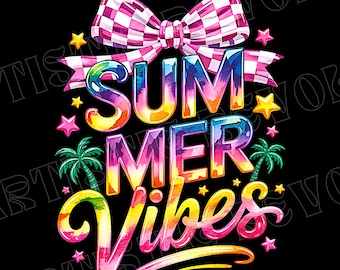 Summer Vibes PNG, Coquette Summer PNG, Retro Summer Png, Beach Png, Hello Summer Png, Summer Checkered Png, Summer Brushstroke Sublimation