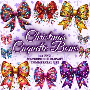 Weihnachtslicht Kokette Bogen PNG Bundle, Weihnachtslichter Png, Weihnachtskokette Bogen Clipart Bündel, Weihnachtskokette Sublimationsentwürfe