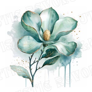 22 abstraktes Aquarell Blumen Clipart Bundle, Gold Blau Grün Pink Gelb Grau Schwarz Blumen JPG Bundle, Aquarell abstrakte Blumen drucken