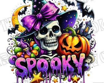 Spooky Season Png, Spooky Witch Png, Halloween Png, Spooky Skeleton Png, Halloween Shirt Sublimation Design, Pumpkin Png, Spooky vibes Png