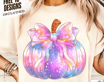 Iridescent Pink Halloween Pumpkin PNG Coquette Pumpkin Sublimation Design Cute Girly Spooky Pumpkin Shirt Neon Digital Download for Shirts