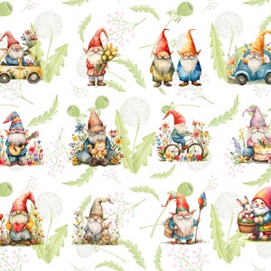 115 Watercolor Spring Garden Gnomes Clipart Bundle, Cute Gnomes Png ...