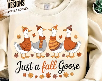 Fall Goose PNG, Funny Cozy Goose, Autumn Goose Shirt Png, Cute Autumn Animal Design for Shirts, Fall Sublimation Png, Autumn Png