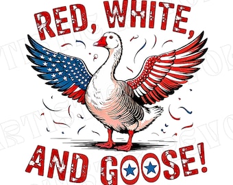 Divertido ganso PNG del 4 de julio, diseño retro americano (descarga digital)