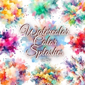 Watercolor Splash Clipart Abstract Splash Clipart, Color Splash PNG, Rainbow Color Clipart, Color Splashes PNG, Color Splatter Clipart PNG