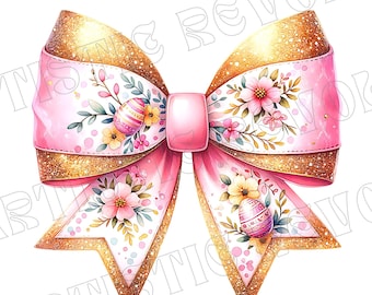 Easter Coquette Bow Png, Easter Coquetter Png, Happy Easter Png, Retro Easter Png, Pink Easter Png, Floral Spring Png Easter Sublimation PNG