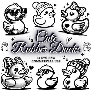 Cute Rubber Duck Svg & Png, Duck Clipart, Rubber Duck Vector Image, Funny Duck Silhouette, Bird Svg, Sublimation Design, Bird Cut File