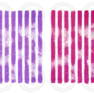 May include: Two abstract designs with vertical brushstrokes. One features purple strokes, the other pink. Each design has a white background and circular text that reads "ARTISTIC REVOLUTION DESIGN STUDIO Est. 2023".