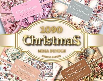 Christmas Digital Paper MEGA BUNDLE Christmas Scrapbook Paper 12x12 Christmas Ephemera Pack Santa Christmas digital papers xmas background