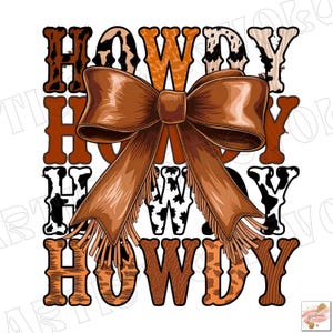 Western Cowgirl Howdy png, Brown Leather Bow png, Western Mama Design, Western Sublimation Shirt Design, Cowgirl Png, Coquette Cowgirl png