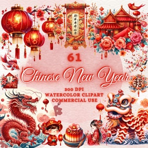 61 Pacote de clipart de ano novo chinês, clipart de ano lunar, png de ano novo chinês, png de ano lunar, clipart chinês, png chinês, cenas chinesas