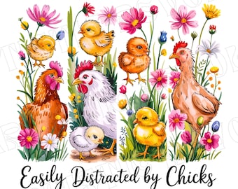 Funny Chicken Png, Chicken Lover Png, Farm Life PNG, Floral Spring Png, Chicken Mama Png, Chicken Mom Png, Watercolor Brushstroke Chicken