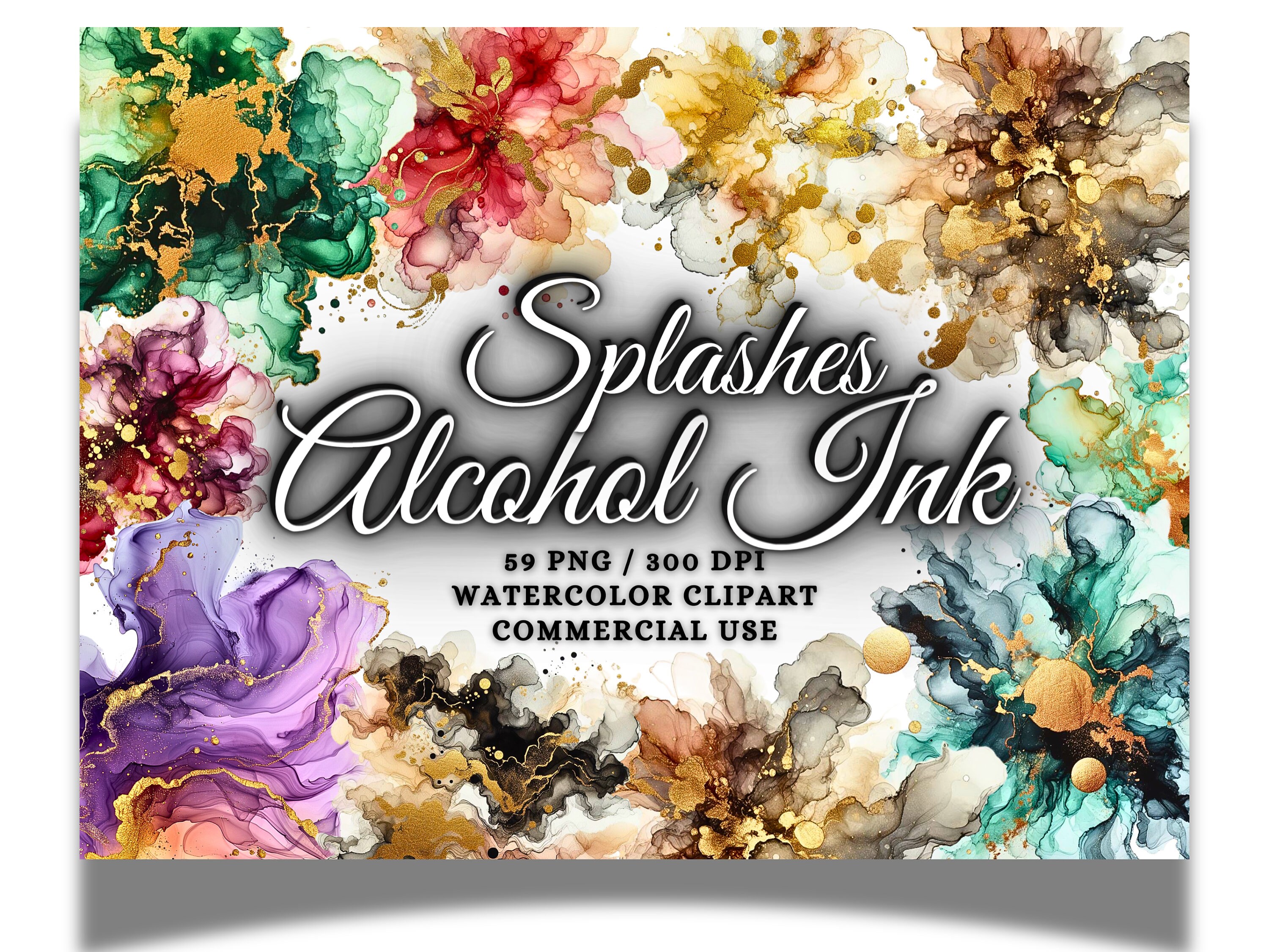 Alcohol Ink Splashes 586 Watercolor Splashes Clipart Mega Bundle, Watercolor Splash Png ...