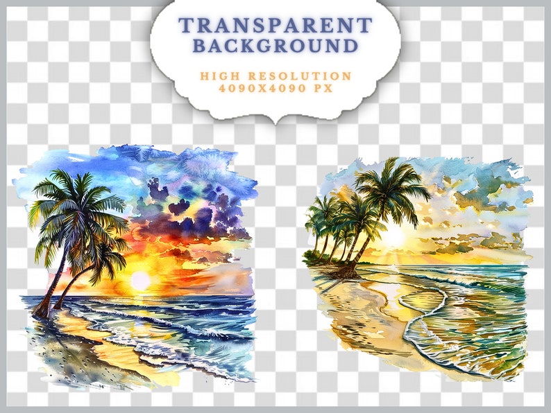 48 Watercolor Summer Tropical Beach Clipart Bundle, Summer Tropical Png ...
