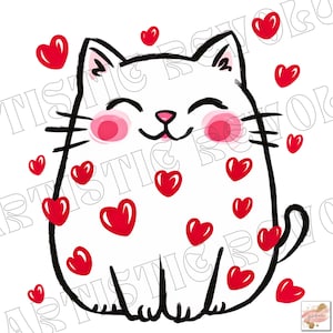 Chat Saint-Valentin Png, coeur rouge chat Saint Valentin Png, Design sublimation chat Saint-Valentin, Saint-Valentin Png, amoureux des chats Png, Cupidon, amour Png