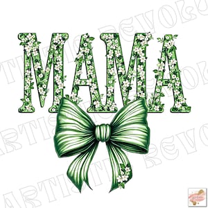 Floral Mama Png Toile Green Mom Png Chinoiserie Coquette Bow Clip Art Moederdag Afdrukbare Waterglijbaan Dtf Dtg Mama Sublimatie Design
